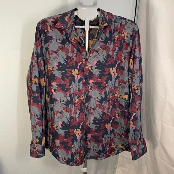 Perry Ellis Men's Abstract‎ Floral Shirt Size large - Picture 3 of 12